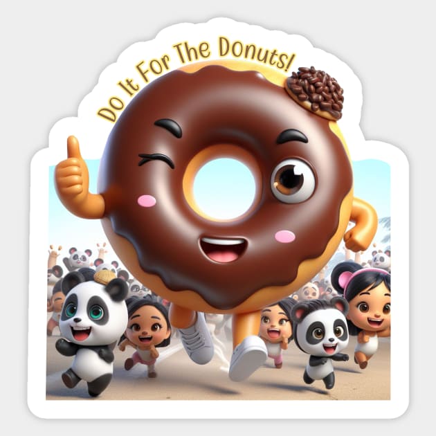 Running Donut Guy Sticker by PlayfulPandaDesigns